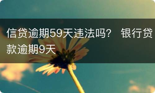 信贷逾期59天违法吗？ 银行贷款逾期9天