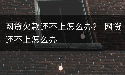 网贷欠款还不上怎么办？ 网贷还不上怎么办