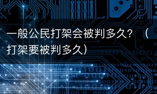 一般公民打架会被判多久？（打架要被判多久）