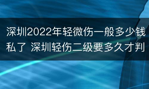 深圳2022年轻微伤一般多少钱私了 深圳轻伤二级要多久才判