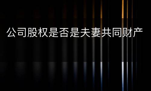 公司股权是否是夫妻共同财产