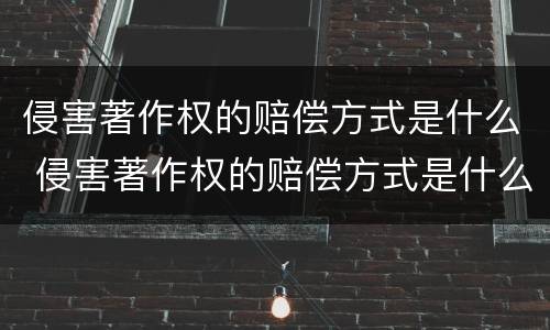 侵害著作权的赔偿方式是什么 侵害著作权的赔偿方式是什么意思