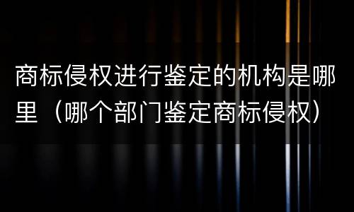 商标侵权进行鉴定的机构是哪里（哪个部门鉴定商标侵权）