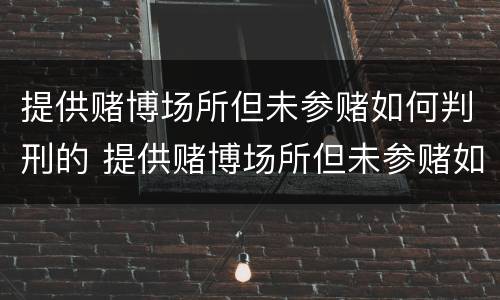 提供赌博场所但未参赌如何判刑的 提供赌博场所但未参赌如何判刑的案例