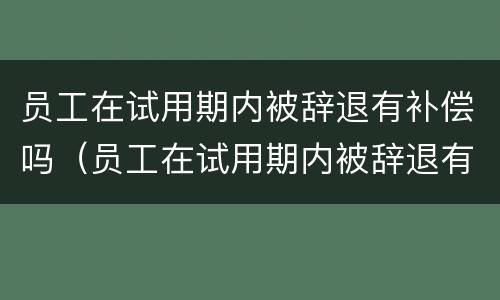员工在试用期内被辞退有补偿吗（员工在试用期内被辞退有补偿吗怎么办）