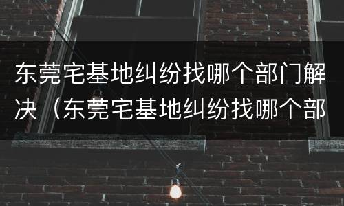 东莞宅基地纠纷找哪个部门解决（东莞宅基地纠纷找哪个部门解决最好）