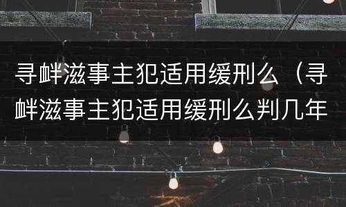 寻衅滋事主犯适用缓刑么（寻衅滋事主犯适用缓刑么判几年）