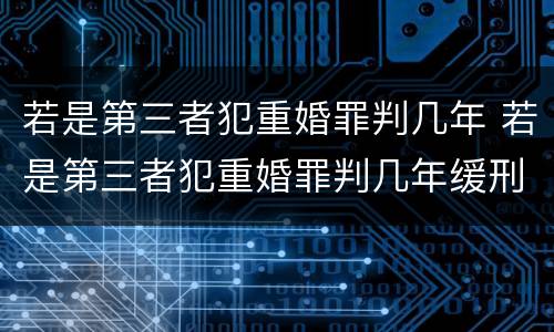 若是第三者犯重婚罪判几年 若是第三者犯重婚罪判几年缓刑