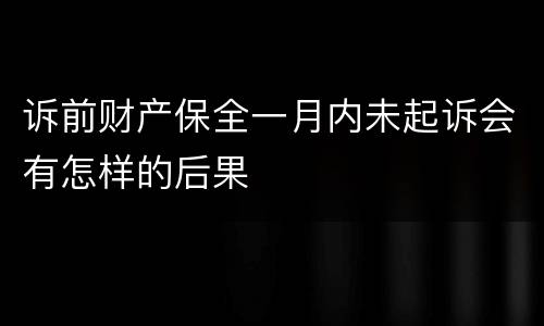 诉前财产保全一月内未起诉会有怎样的后果