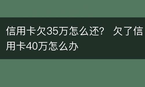 信用卡欠35万怎么还？ 欠了信用卡40万怎么办