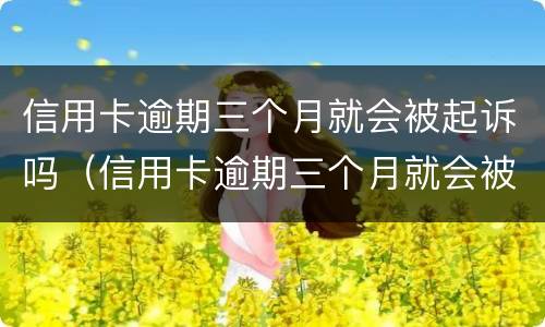 信用卡逾期三个月就会被起诉吗（信用卡逾期三个月就会被起诉吗会坐牢吗）