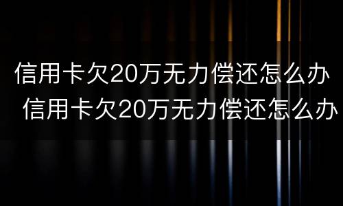 信用卡欠20万无力偿还怎么办 信用卡欠20万无力偿还怎么办理