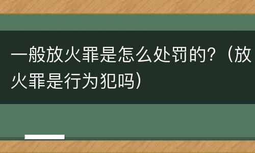 一般放火罪是怎么处罚的?（放火罪是行为犯吗）