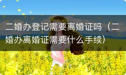 二婚办登记需要离婚证吗（二婚办离婚证需要什么手续）