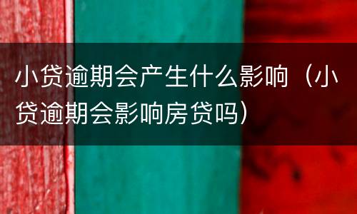 小贷逾期会产生什么影响（小贷逾期会影响房贷吗）