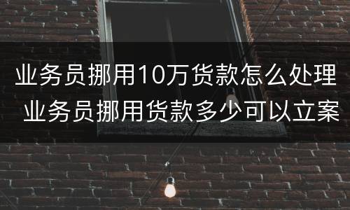 业务员挪用10万货款怎么处理 业务员挪用货款多少可以立案