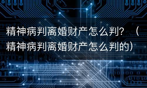 精神病判离婚财产怎么判？（精神病判离婚财产怎么判的）