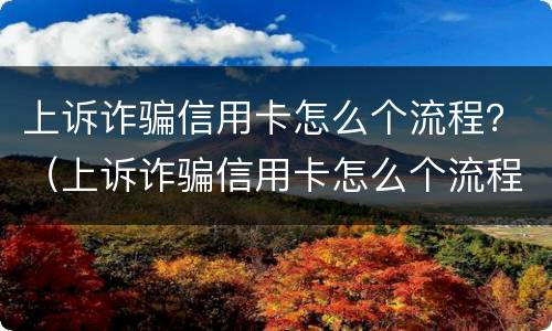 上诉诈骗信用卡怎么个流程？（上诉诈骗信用卡怎么个流程啊）