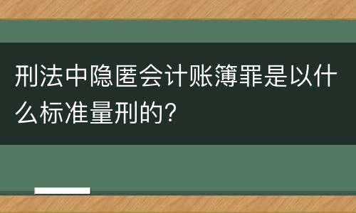刑法中隐匿会计账簿罪是以什么标准量刑的?