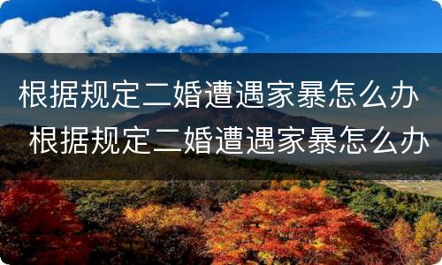 根据规定二婚遭遇家暴怎么办 根据规定二婚遭遇家暴怎么办理