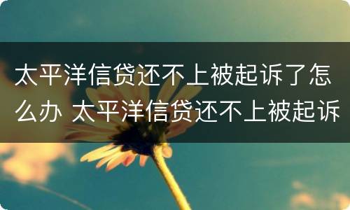 太平洋信贷还不上被起诉了怎么办 太平洋信贷还不上被起诉了怎么办呢