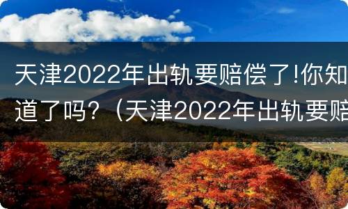天津2022年出轨要赔偿了!你知道了吗?（天津2022年出轨要赔偿了!你知道了吗）