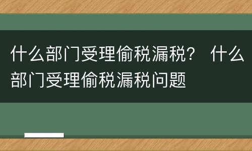 什么部门受理偷税漏税？ 什么部门受理偷税漏税问题