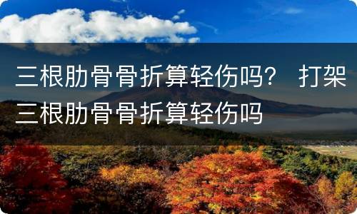 三根肋骨骨折算轻伤吗？ 打架三根肋骨骨折算轻伤吗