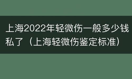 上海2022年轻微伤一般多少钱私了（上海轻微伤鉴定标准）