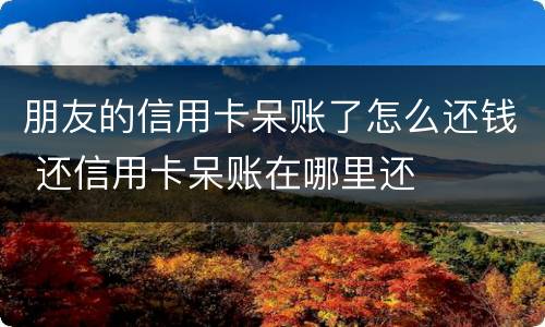 朋友的信用卡呆账了怎么还钱 还信用卡呆账在哪里还