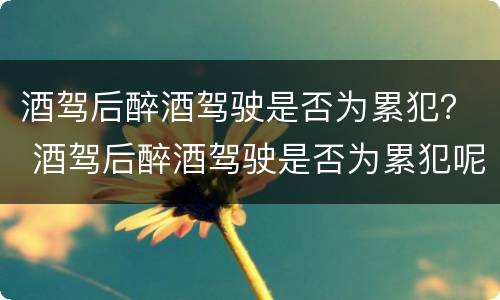 酒驾后醉酒驾驶是否为累犯？ 酒驾后醉酒驾驶是否为累犯呢