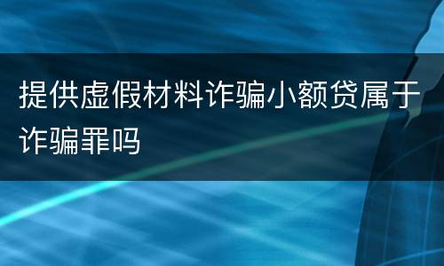 提供虚假材料诈骗小额贷属于诈骗罪吗