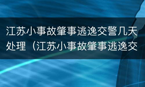 江苏小事故肇事逃逸交警几天处理（江苏小事故肇事逃逸交警几天处理完）