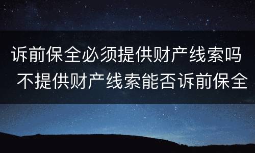 诉前保全必须提供财产线索吗 不提供财产线索能否诉前保全