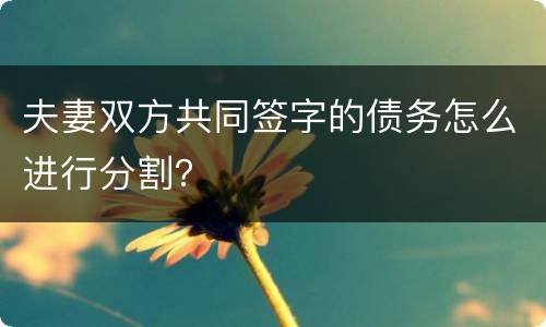 夫妻双方共同签字的债务怎么进行分割？