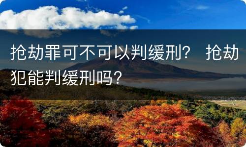抢劫罪可不可以判缓刑？ 抢劫犯能判缓刑吗?
