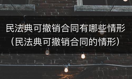 民法典可撤销合同有哪些情形（民法典可撤销合同的情形）