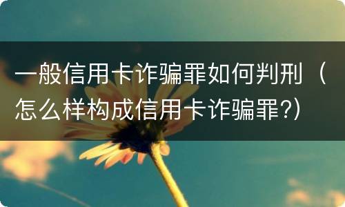 一般信用卡诈骗罪如何判刑（怎么样构成信用卡诈骗罪?）