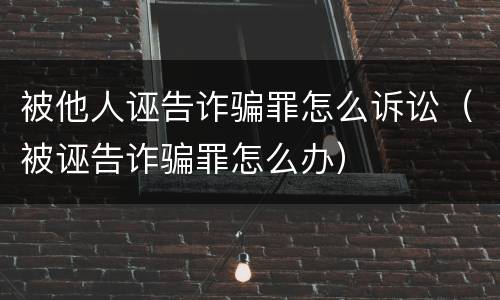 被他人诬告诈骗罪怎么诉讼（被诬告诈骗罪怎么办）