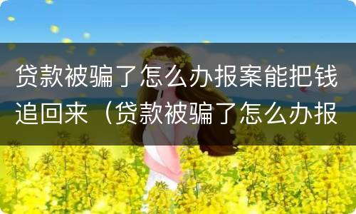 贷款被骗了怎么办报案能把钱追回来（贷款被骗了怎么办报案能把钱追回来?）