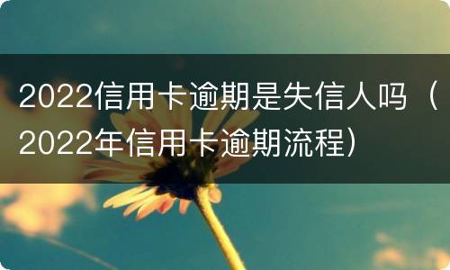 2022信用卡逾期是失信人吗（2022年信用卡逾期流程）