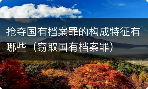 抢夺国有档案罪的构成特征有哪些（窃取国有档案罪）