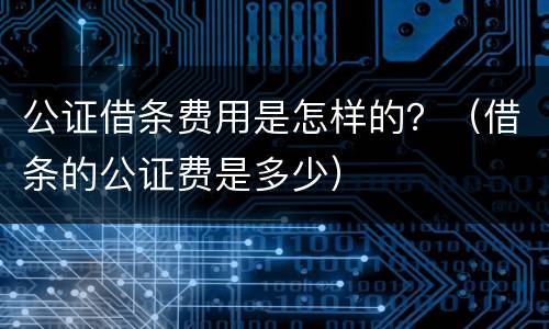 公证借条费用是怎样的？（借条的公证费是多少）