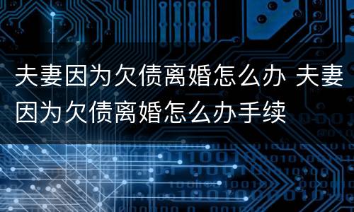 夫妻因为欠债离婚怎么办 夫妻因为欠债离婚怎么办手续