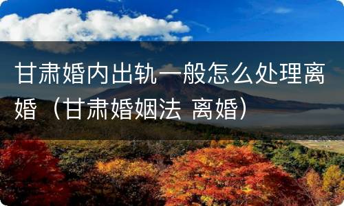 甘肃婚内出轨一般怎么处理离婚（甘肃婚姻法 离婚）