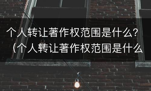 个人转让著作权范围是什么？（个人转让著作权范围是什么规定）