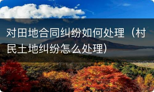 对田地合同纠纷如何处理（村民土地纠纷怎么处理）