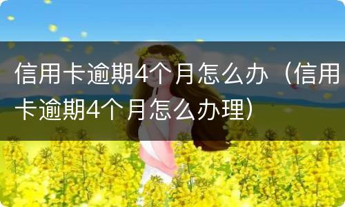 信用卡逾期4个月怎么办（信用卡逾期4个月怎么办理）
