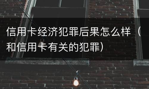 信用卡经济犯罪后果怎么样（和信用卡有关的犯罪）