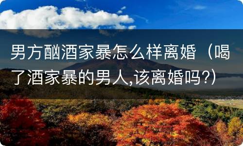 男方酗酒家暴怎么样离婚（喝了酒家暴的男人,该离婚吗?）